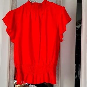 Red mock neck top with cinch waist, NWT🎉🎊 junior's size Large